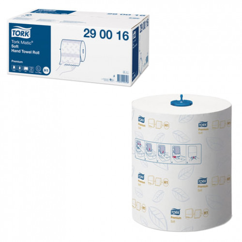 Полотенца бумажные рулонные TORK (Система H1) Matic, комплект 6 шт., Premium, 100 м, 2-слойные, белые, 290016