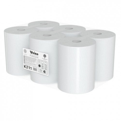 Полотенца бумажные рулонные 150м, VEIRO Professional (H1) COMFORT, 1-сл, КОМПЛЕКТ 6 р, K211