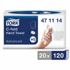 Полотенца бумажные (1 пачка 120 листов) TORK (H3) Advanced, 2-слойные, белые, 24х27,5, С-сложение, 471114 Полотенца бумажные (1 пачка 120 листов) TORK (H3) Advanced, 2-слойные, белые, 24х27,5, С-сложение, 471114