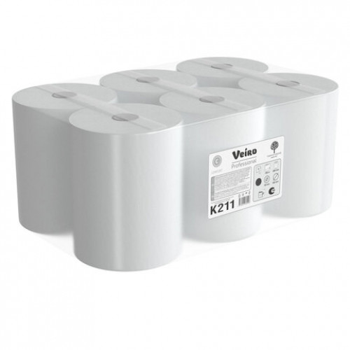 Полотенца бумажные рулонные 150м, VEIRO Professional (H1) COMFORT, 1-сл, КОМПЛЕКТ 6 р, K211