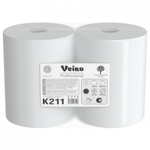 Полотенца бумажные рулонные 150м, VEIRO Professional (H1) COMFORT, 1-сл, КОМПЛЕКТ 6 р, K211