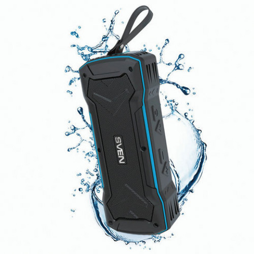 Колонка портативная влагозащищенная SVEN PS-220, 2.0, 10 Вт, Bluetooth, FM, microSD, MP3, черная, SV-016470