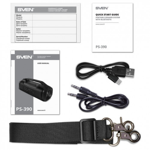 Колонка портативная SVEN PS-390, 50 Вт, TWS, Bluetooth, microSD, черный, SV-021306