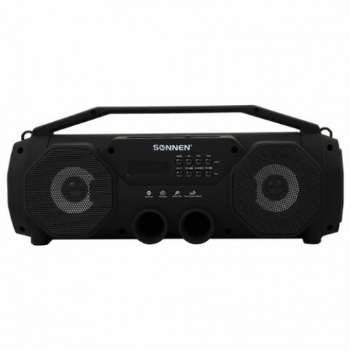 Колонка портативная с подсветкой SONNEN B306, 12 Вт, Bluetooth, FM-тюнер, microSD, MP3-плеер, черная, 513479