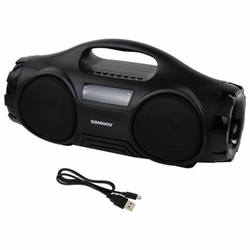 Колонка портативная SONNEN B332, 16 Вт, Bluetooth, FM-тюнер, microSD, MP3-плеер, черная, 513480