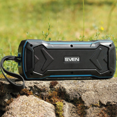 Колонка портативная влагозащищенная SVEN PS-220, 2.0, 10 Вт, Bluetooth, FM, microSD, MP3, черная, SV-016470