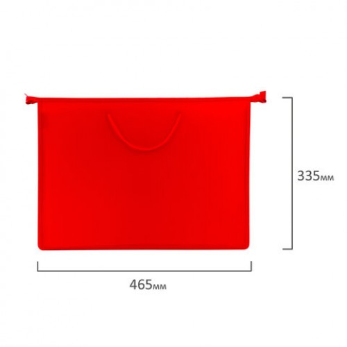Папка для рисунков и чертежей А3, ручки-шнурок, пластик, молния сверху, ПИФАГОР, красная, 228228