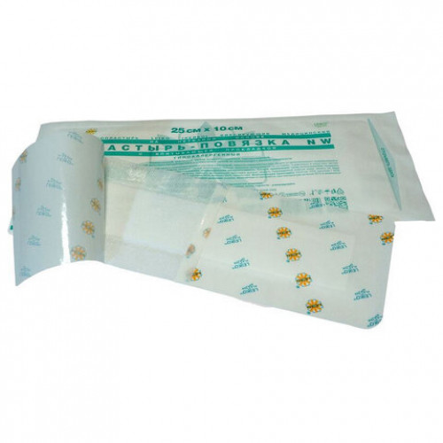 Пластырь-повязка 10х25 см, LEIKO КОМПЛЕКТ 50 шт., нетканая основа c подушечкой, 113868