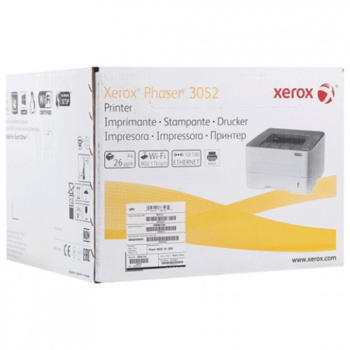Принтер лазерный XEROX Phaser 3052NI, А4, 26 стр./мин., 30000 стр./мес., WiFi, сетевая карта, 3052V_NI