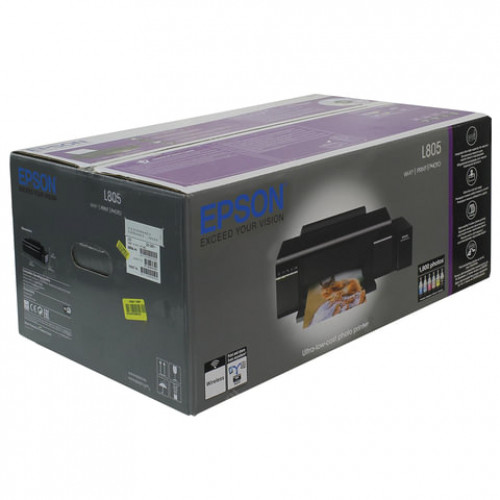 Принтер струйный EPSON L805, А4, 5760х1440 dpi, 37 стр./мин., с СНПЧ, печать на CD/DVD, Wi-Fi (без кабеля USB), C11CE86403