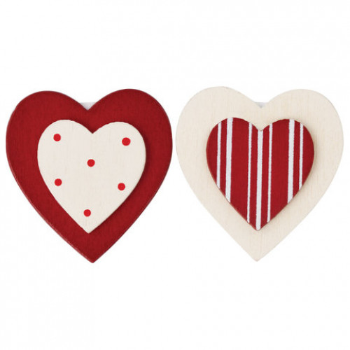 Прищепки декоративные Сердце с узором, 6 штук, 3,5 см, ассорти, ОСТРОВ СОКРОВИЩ, 661292