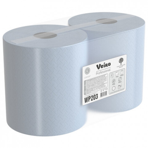 Бумага протирочная с центральной вытяжкой 175 метров VEIRO (M4) COMFORT, 2-слойная, КОМПЛЕКТ 6 рулонов, WP203