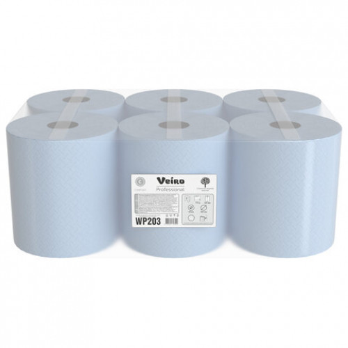 Бумага протирочная с центральной вытяжкой 175 метров VEIRO (M4) COMFORT, 2-слойная, КОМПЛЕКТ 6 рулонов, WP203