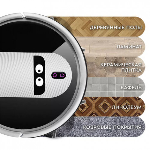 Робот-пылесос KITFORT KT-5114, Wi-Fi, влажная уборка, контейнер 0,6 л, работа до 90 мин,черный/белый, КТ-5114