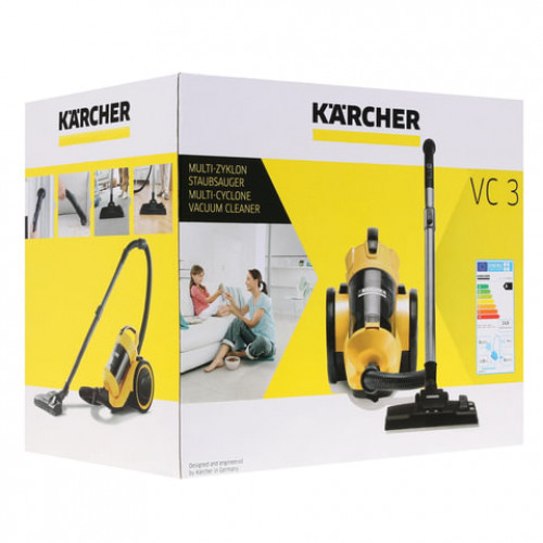 Пылесос KARCHER (КЕРХЕР) VC3 с контейнером циклон, потребляемая мощность 700 Вт, желтый, 1.198-125.0