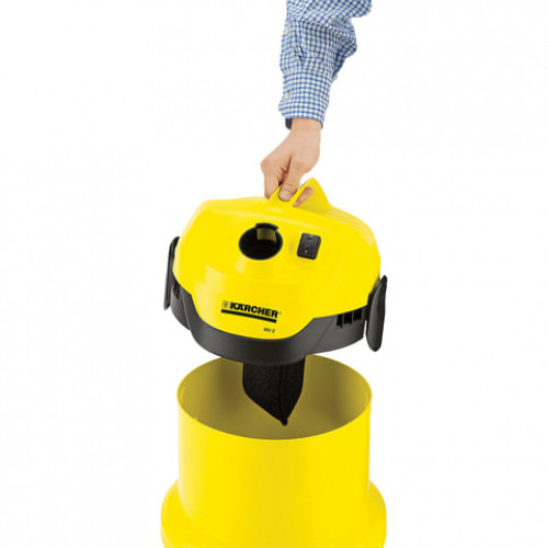 Пылесос KARCHER (КЕРХЕР) WD 2, с пылесборником, потребляемая мощность 1000 Вт, желтый, 1.629-783.0