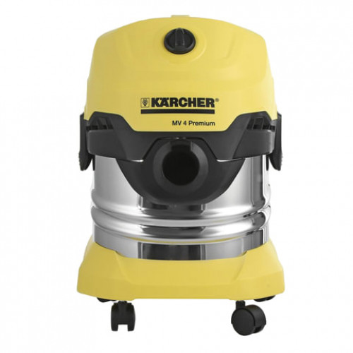 Пылесос KARCHER WD 4 Premium, с пылесборником, мощность 1000 Вт, контейнер из нержавеющей стали, 1.348-150.0