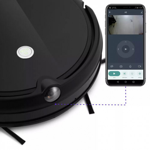 Робот-пылесос KITFORT KT-590, ВСТРОЕННАЯ КАМЕРА, Wi-Fi, влажная уборка, контейнер 0,8л, черный, КТ-590