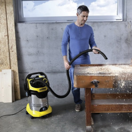 Пылесос KARCHER WD 6 P Premium, с пылесборником, 1300 Вт, розетка, выдув, контейнер из нержавеющей стали, 1.348-270.0