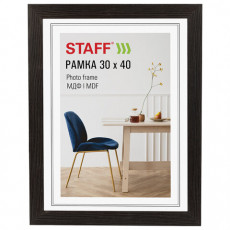 Рамка 30х40 см, небьющаяся, багет 30 мм, МДФ, STAFF Style, цвет венге, 391340