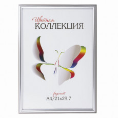 Рамка бизнес-класса 21х30 см, пластик, багет 11 мм, серебро, стекло, 6112/6605 Рамка бизнес-класса 21х30 см, пластик, багет 11 мм, серебро, стекло, 6112/6605