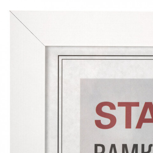Рамка 30х40 см, небьющаяся, багет 30 мм, МДФ, STAFF Style, белая, 391339