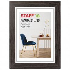 Рамка 21х30 см, небьющаяся, багет 30 мм, МДФ, STAFF Style, цвет венге, 391338