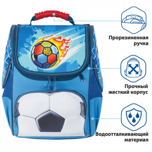 Ранец BRAUBERG STYLE c эргономичной спинкой, Goal, 35х28х18 см, 229927