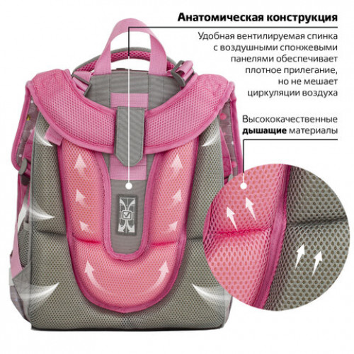 Ранец BRAUBERG PREMIUM, 2 отделения, с брелком, Funny panda, 38х29х16 см, 229899