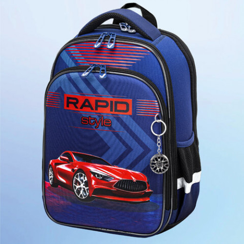 Ранец BRAUBERG QUADRO, 3 отделения, с брелком, Rapid style, 37х28х18 см, 270603