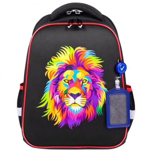 Ранец BRAUBERG FIT, 2 отделения, Colorful lion, 38х27х14 см, 270618