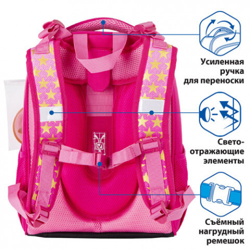 Ранец BRAUBERG PREMIUM, 2 отделения, с запасным патчем, Happy kitten, 38х29х16 см, 229896