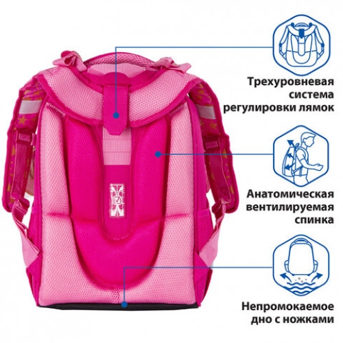 Ранец BRAUBERG PREMIUM, 2 отделения, с запасным патчем, Happy kitten, 38х29х16 см, 229896