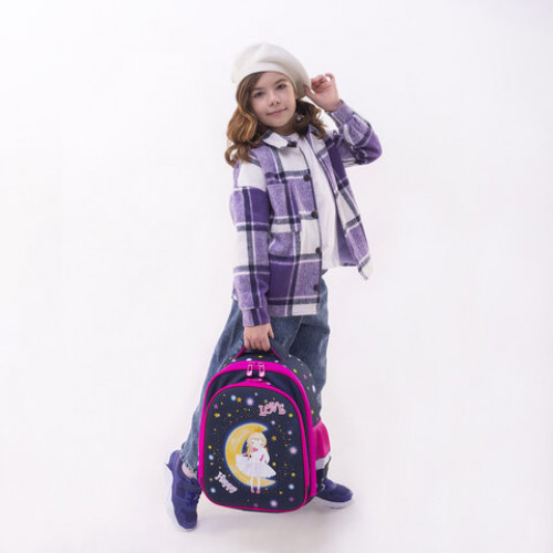 Ранец BRAUBERG KIDS STANDARD, 2 отделения, Moon girl, 36х28х14 см, 271387