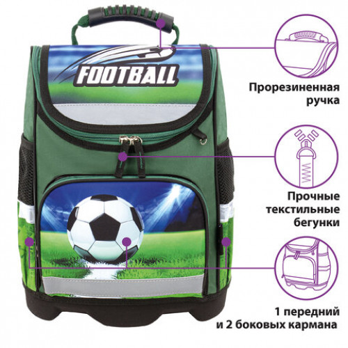 Ранец ЮНЛАНДИЯ WISE для начальной школы, Play football, 37х29х15 см, 229949