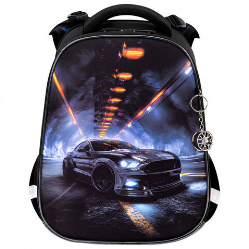 Ранец BRAUBERG ORIGINAL, 2 отделения, с брелком, Tunnel car, 38х29х16 см, 274406