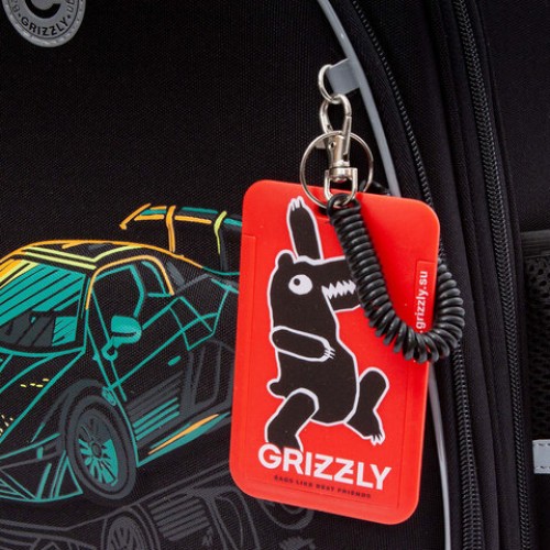 Ранец GRIZZLY анатомическая спинка, c бейджем, для мальчиков, THE COOLEST, 36х28х20 см, RAz-587-9/1