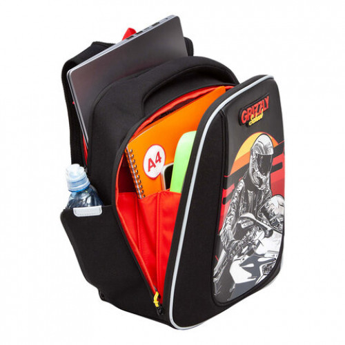 Ранец GRIZZLY анатомическая спинка, для мальчиков, MOTO RACER, 36х29х18 см, RAf-393-5/1