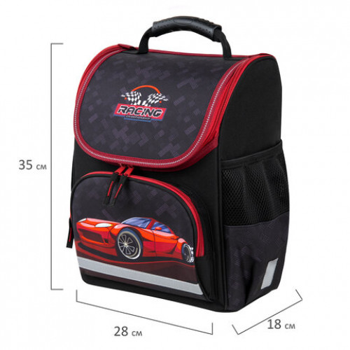 Ранец ПИФАГОР BASIC, 1 отделение, 3 кармана, эргономичная спинка, Rocket car, 35х28х18 см, 271374
