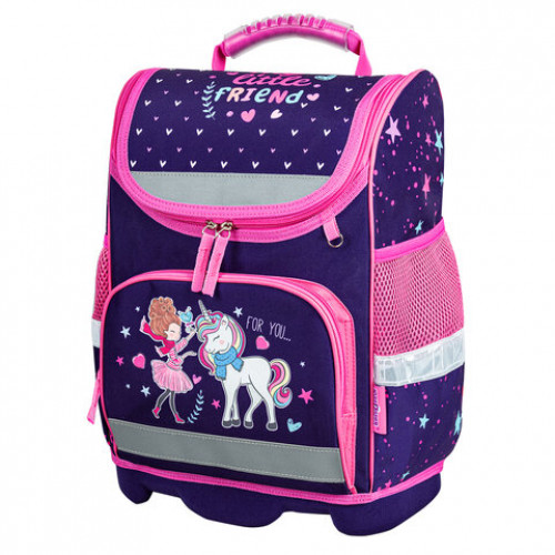 Ранец ЮНЛАНДИЯ WISE, 1 отделение, 3 кармана, устойчивое дно, Little friends, 37x29х15 см, 271397