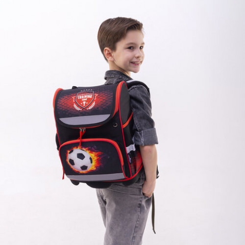 Ранец ЮНЛАНДИЯ WISE, 1 отделение, 3 кармана, устойчивое дно, Football camp, 37x29х15 см, 271400