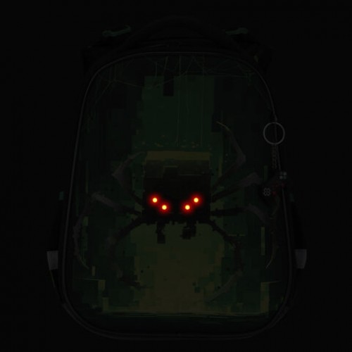 Ранец BRAUBERG PREMIUM, 2 отделения, с брелоком, Digital spider, LED-ЛАМПОЧКИ, 38х29х16 см, 273101