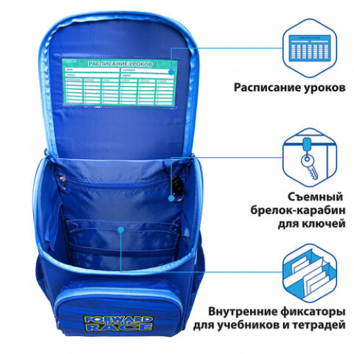 Ранец ПИФАГОР BASIC, с эргономичной спинкой, Racing car, 35х28х18 см, 270689