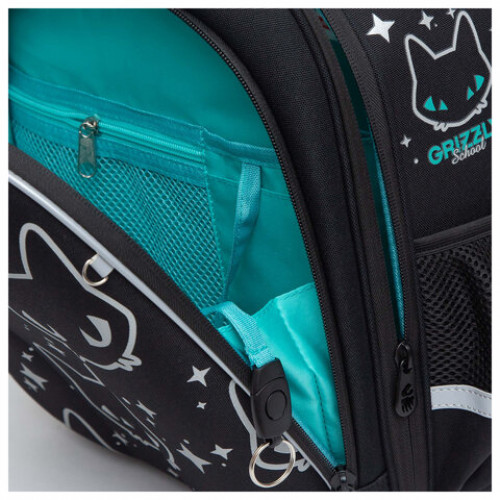 Ранец GRIZZLY анатомическая спинка, c брелоком, для девочек, STAR CAT, 36х28х20 см, RAz-286-12/1
