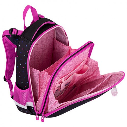 Ранец BRAUBERG PREMIUM, 2 отделения, с брелоком, Pink lava, 38х29х16 см, 273097