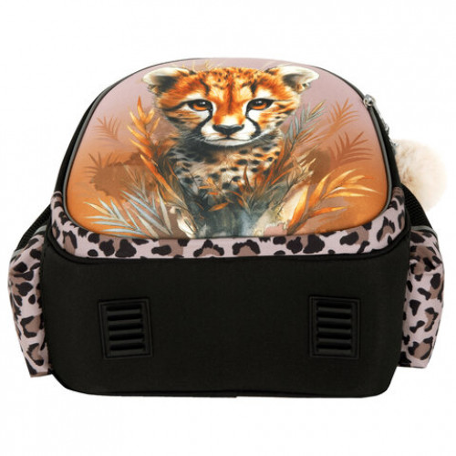 Ранец BRAUBERG STABLE, 2 отделения, с брелком, Curious leopard, 36х28х16 см, 274387