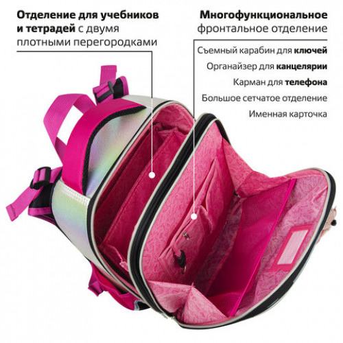Ранец BRAUBERG SHINY, 2 отделения, Curious mouse, 36х28х14 см, 270696