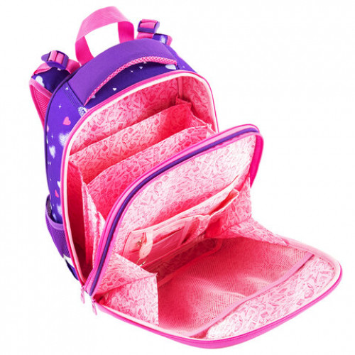 Ранец BRAUBERG PREMIUM, 2 отделения, с брелком, Shining girl, 38х29х16 см, 270592
