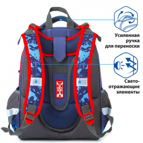 Ранец BRAUBERG PREMIUM, 2 отделения, с брелком, Football, 38х29х16 см, 228782