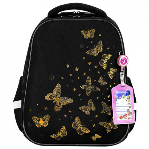 Ранец BRAUBERG FIT, 2 отделения, Golden butterflies, 38х27х14 см, 274383